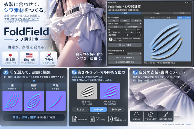 【日本語・英語・韓国語UI＆ガイド同梱】シワ設計室｜FoldField
