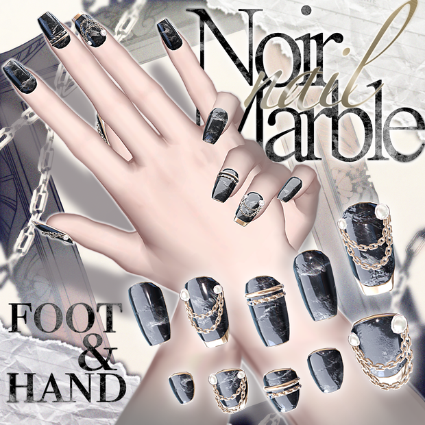 Sale〖Noir marble〗MA23アバター対応hand＆footネイル