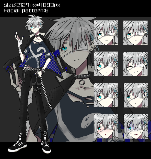 中二病系眼帯男子学生  立ち絵素材