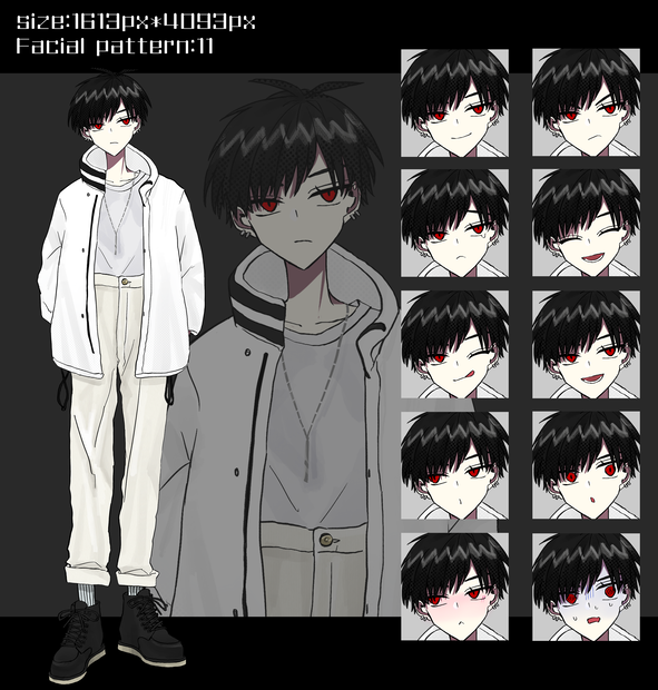 黒髪赤眼短髪青年  立ち絵素材