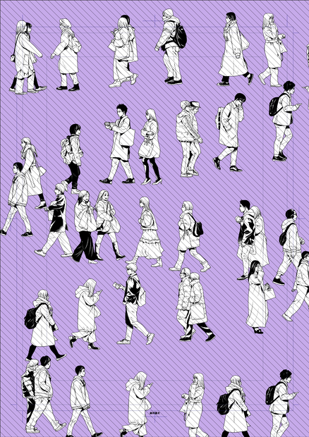 秋冬　横向きモブ35体