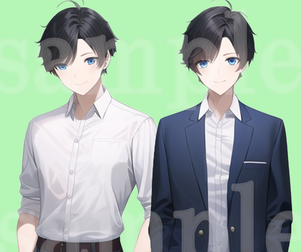 青目男子立ち絵