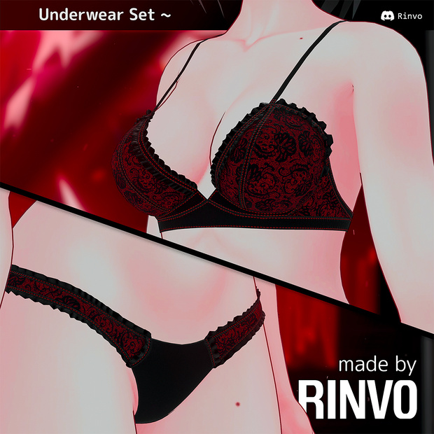 Underwear Set / Lingerie / Pantie / Bra (VRChat asset rigged for GodMagician, VRBase EGirl, VRBase Anime, ZinFit, Selestia)