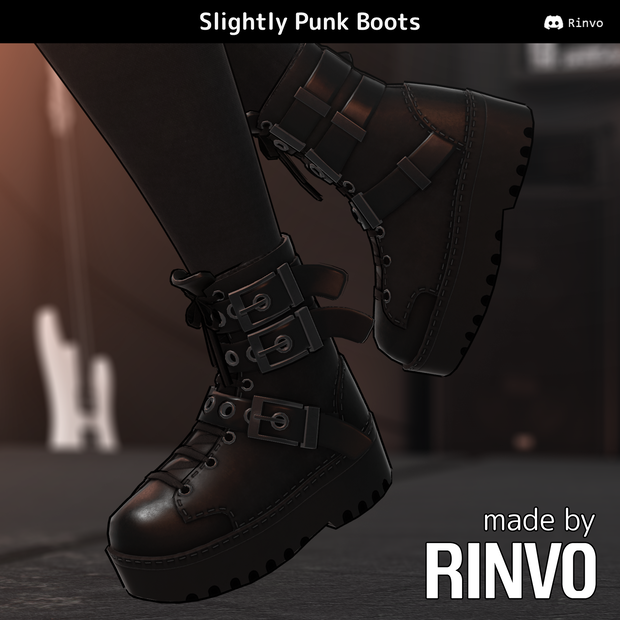 Slightly Punk Boots (VRChat asset rigged for GodMagician, GodRevenger, Rindo, Selestia, VRBase Anime, Egirl, Fantasy, ZinFit, Saki)