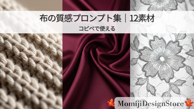 布の質感プロンプト集｜12素材｜コピペで使える｜ZIP（TXT）納品