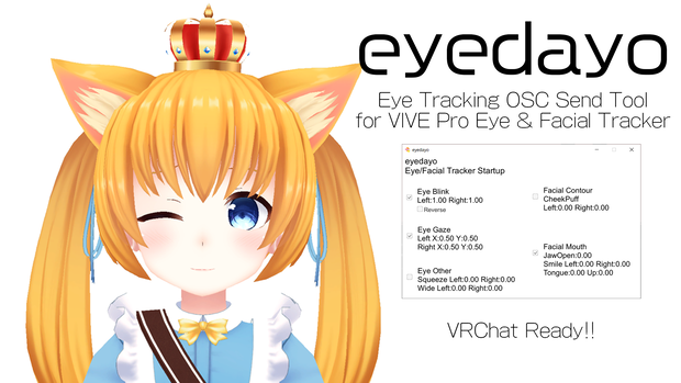 【非推奨】VRChat用アイトラOSC送信ツール eyedayo