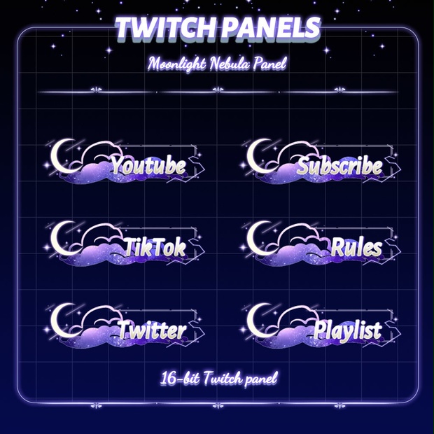 【Twitch Panels】Moon Light Twitch Panels Panels, Twitch Panels, Youtube Panels, Tiktok Panels