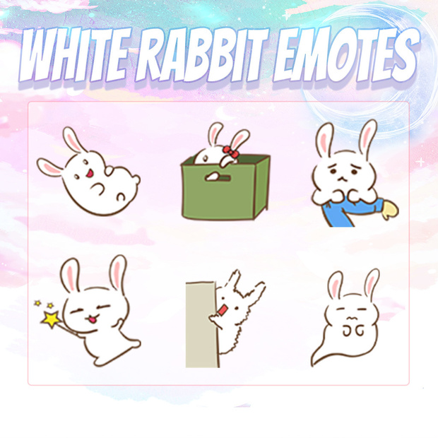 【Twitch Emote】White Rabbit Twitch Emotes | Emote, Livestream Emote, Cute Emote, VTuber Emotes, Discord Emote.