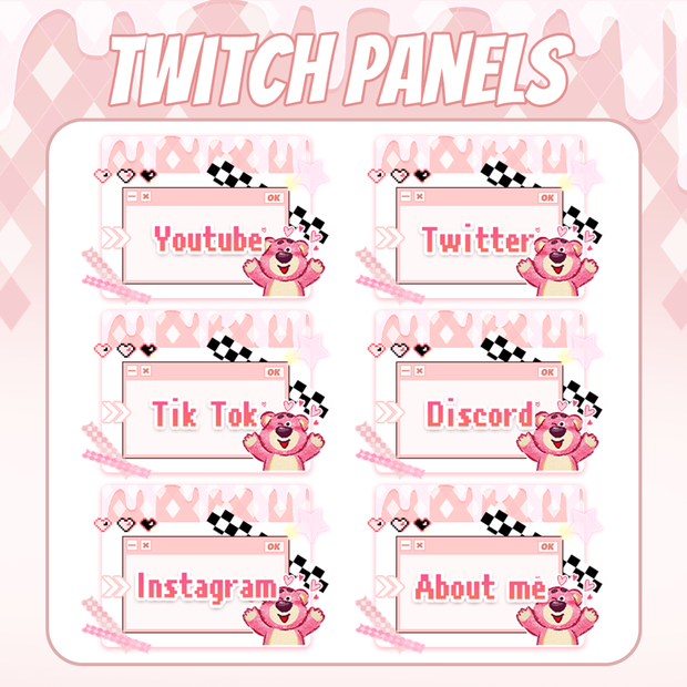 【Twitch Panels】Pixel Style Twitch Panels | Panels, Twitch Panels, Youtube Panels, Tiktok Panels
