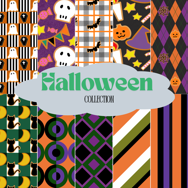ハロウィン柄とハロウィンイメージのパターン柄　背景画像(シームレス)