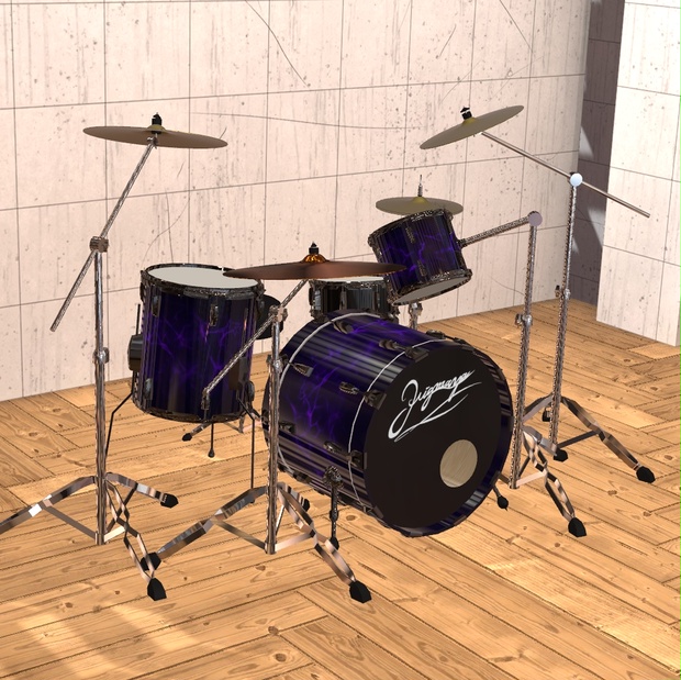 シンバルが揺れるドラムセット Drum set - 3点セット（VRChat想定