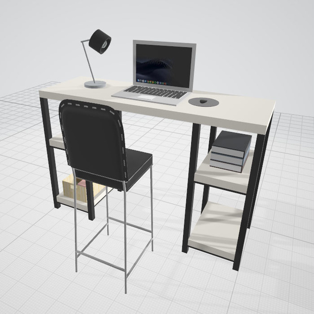 3dモデル　パソコン　デスク　作業台
