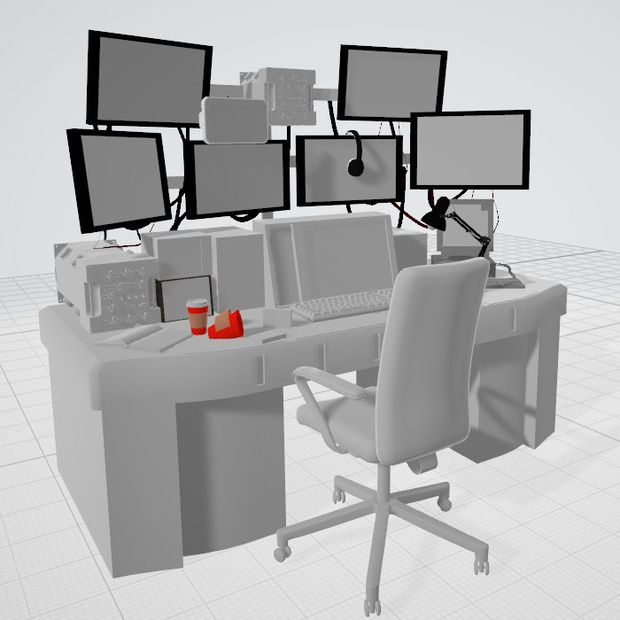 3dモデル　モニター　パソコン　デスク　ワーク