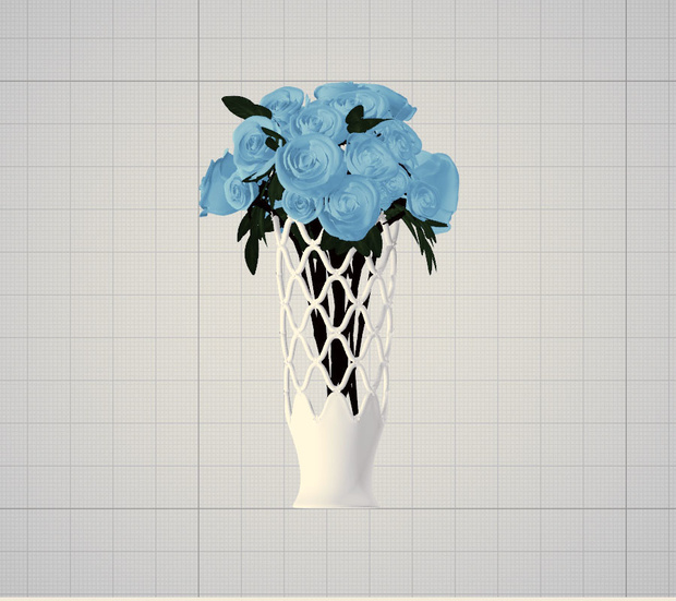 3dモデル　花　花瓶　