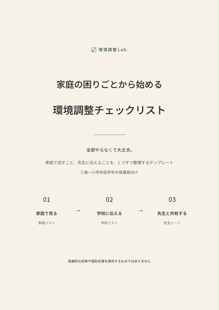 家庭の困りごとから始める 環境調整チェックリスト - kankyo-lab - BOOTH