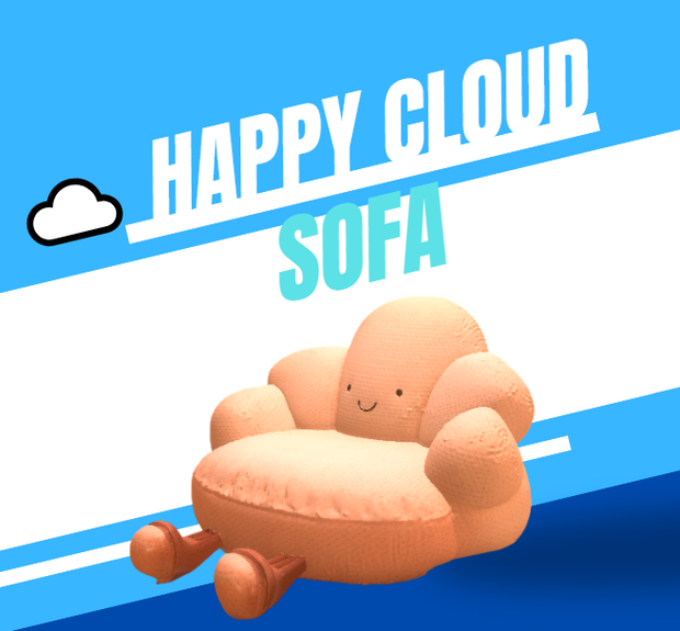 ☁️ Happy Cloud Sofa – AI-Generated 3D Prop by Rainunik