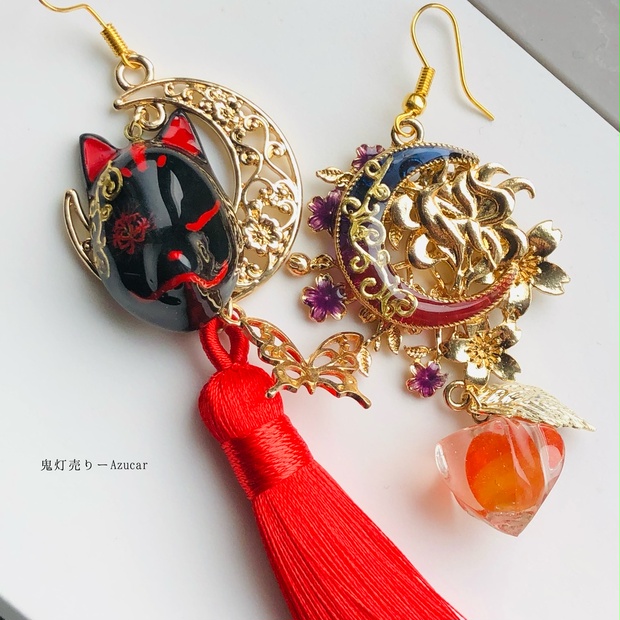 kitona 木製 キツネのピアス キツネ尻尾ピアス（赤狐） | EmiriA online shop