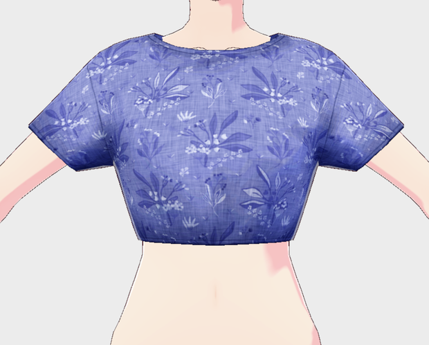 [vroid] - 半袖Tシャツ/ Short Sleeve Mini Tee (Blue Flower)
