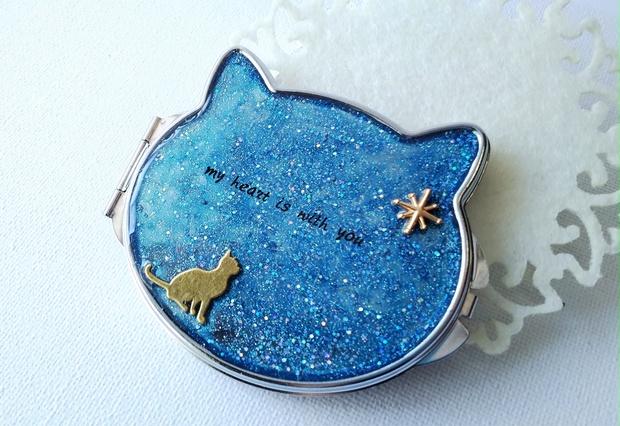 夜空の星と見上げる猫の両面ミラー - earthmoon - BOOTH