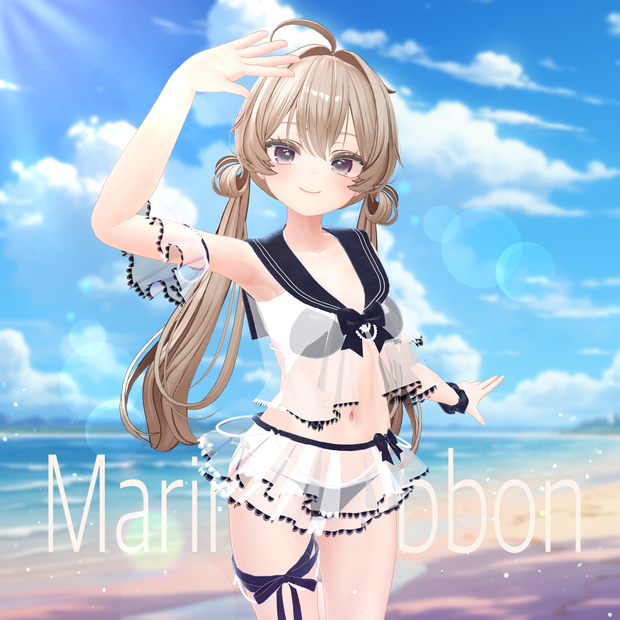 【19アバター対応】Marine Ribbon【VRChat向け3Dモデル】#whimsy_cat