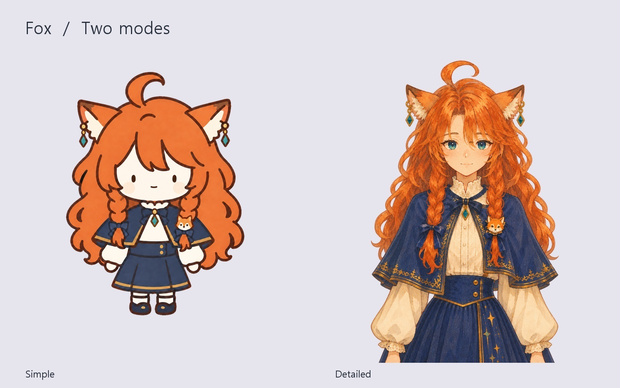 [PNGTuber] Fox Girl — Chibi + Storybook
