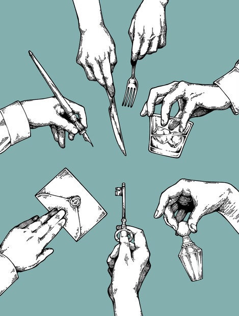 ボールペン画 手の花