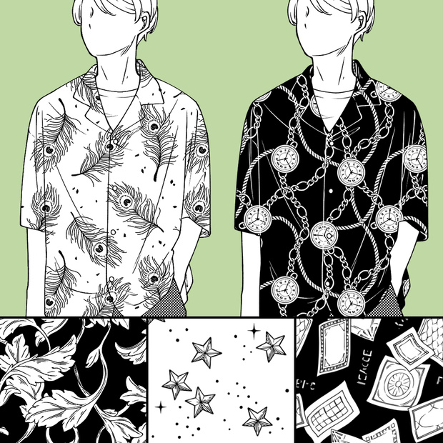 服の柄 シームレスパターン20枚