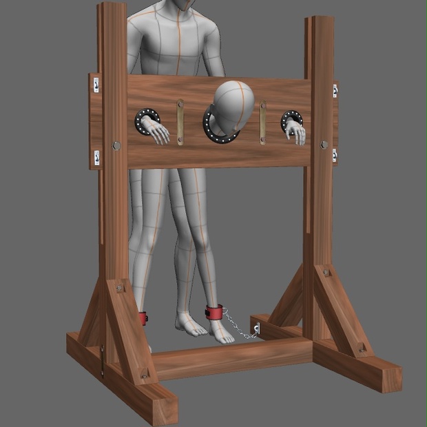 クリップスタジオ用 拘束台ギロチン式の3Dオブジェクト素材 - ぎぃーこ - BOOTH