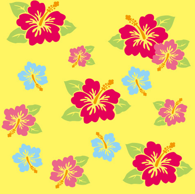 【イラスト素材】Photoshop　パターン ハイビスカス