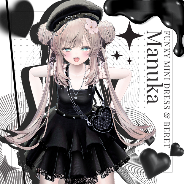 【MANUKA】 Funky mini dress & beret & bag