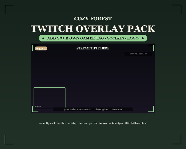 Cozy Forest Twitch Overlay Kit / コージーフォレスト