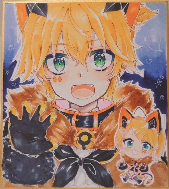 イラスト色紙 鏡音リンレン