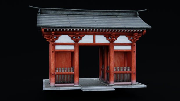 TRADITIONAL JAPANESE TEMPLE GATE - 和風の山門 - Shrine Mon Prop