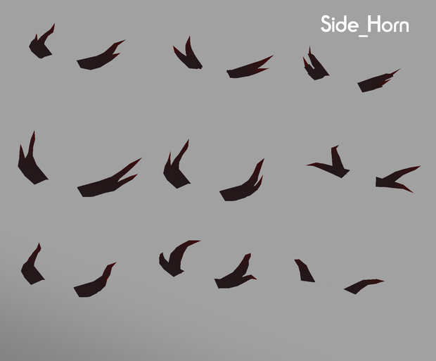 頭部横から後ろに流れるような角　Side_Horn