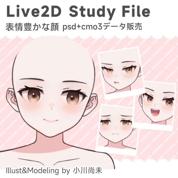 【学習用Live2Dデータ】表情豊かな顔（psd+cmo3+moc3データ）
