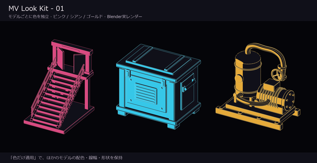 【無料】MV Look Kit - 01｜Blender用グラフィック調アドオン