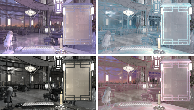 【配信素材】(14color)Vtuber room Oriental style room set up assets 【Vtuber向け】 Live streaming vtuber background / 동양풍 배경 
