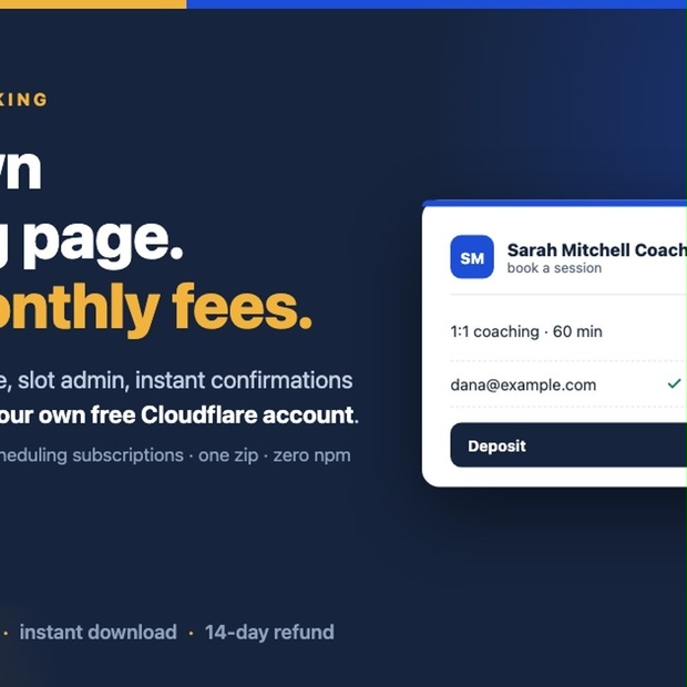 Booking Kit — 自社予約ページをCloudflare無料枠で構築（月額サブスク不要・セルフホスト予約システム）