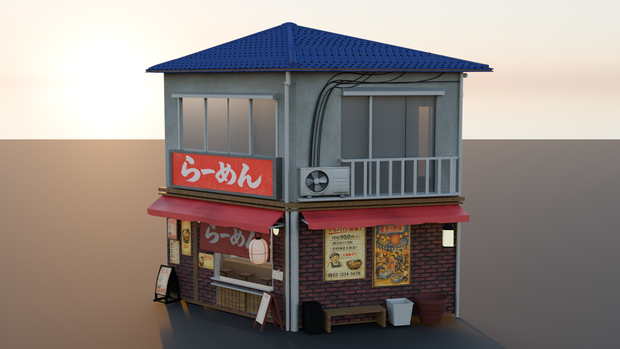 【3D背景】ノスタルジックな日本のラーメン屋 - Tiny Japanese Ramen Shop 【FBX】