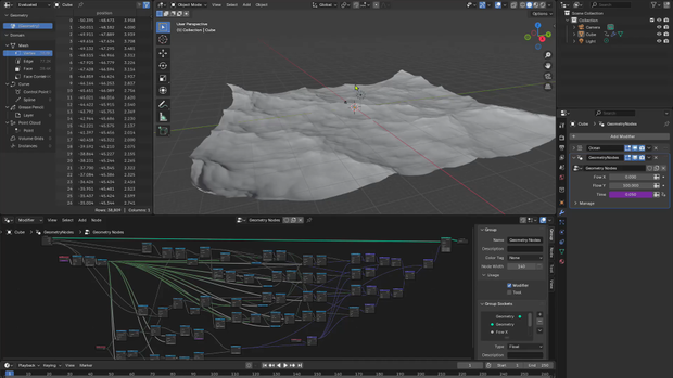 Blender Ocean: Ocean Modifierに流れエフェクト追加