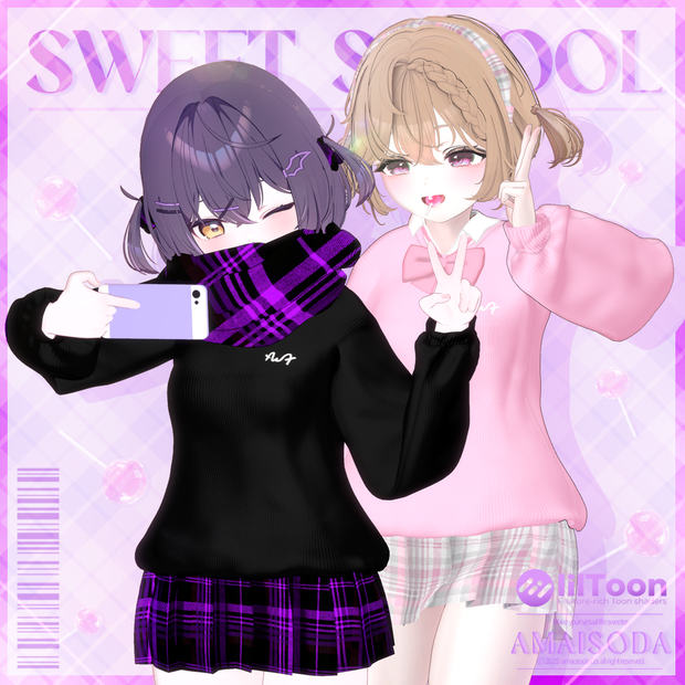 🍭sweet school uniform with scarf + candy🍭かわいい制服🍫