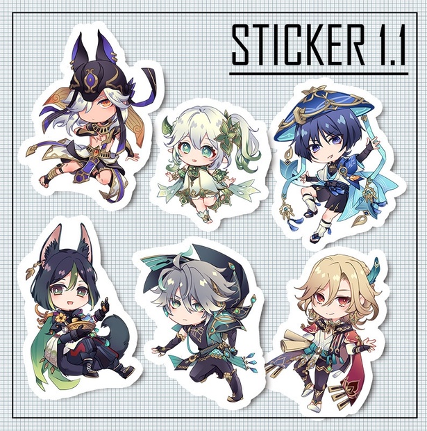 非公式・原神ステッカー1.1 - グルグルワークス - BOOTH