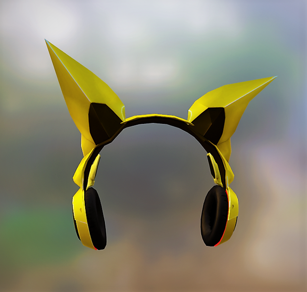 [MMD V1] Pokemon Pikachu Inspired Headset (stl / obj / mtl / fbx ) [ ワイヤレスヘッドホン ]