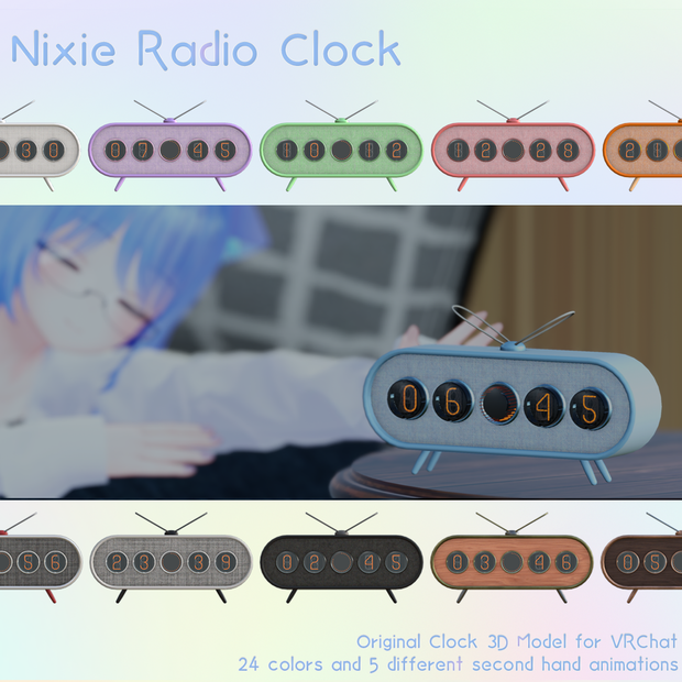 VRChat用置時計 Nixie Radio Clock