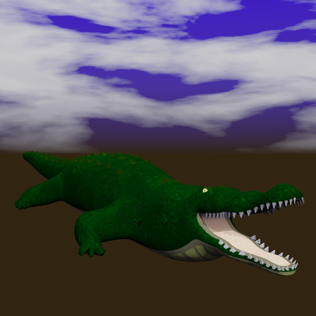  Crocodile 3d model and texture(Blender)ワニの3Dモデルとテクスチャ