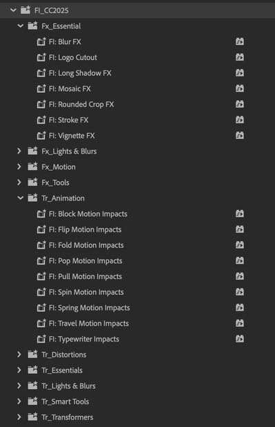 Premiere「Film Impact」_CC2025の表示名