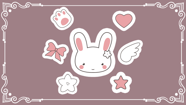 かわいいウサギステッカー（ピンク）インタラクティブオーバーレイ（Twitch / OBS）