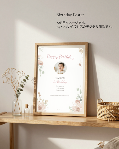 Birthday Poster｜バースデーポスター｜A4・A3対応｜デジタルテンプレート