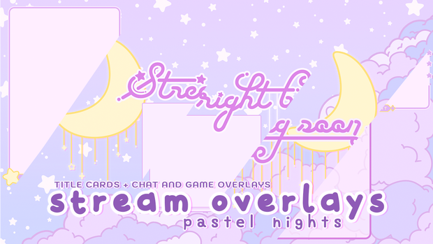 Pastel Nights Stream Overlays + Title Cards