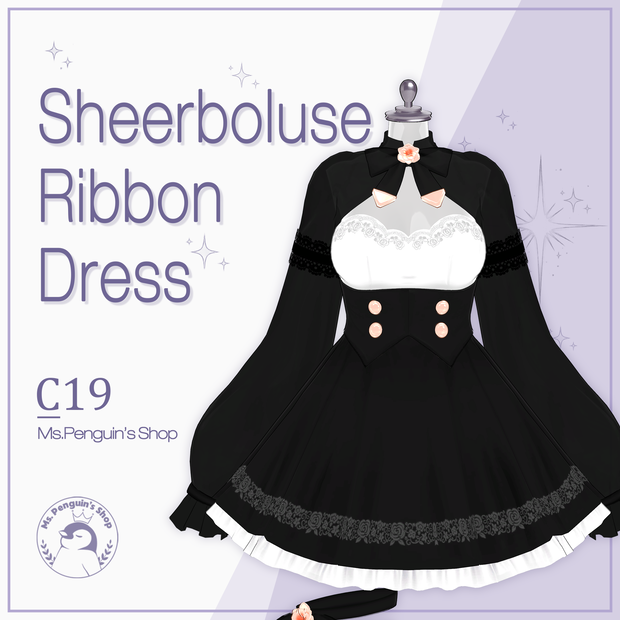 【7Avatars】Sheer Blouse Ribbon Dress / シアーブラウス リボンワンピース (C19)